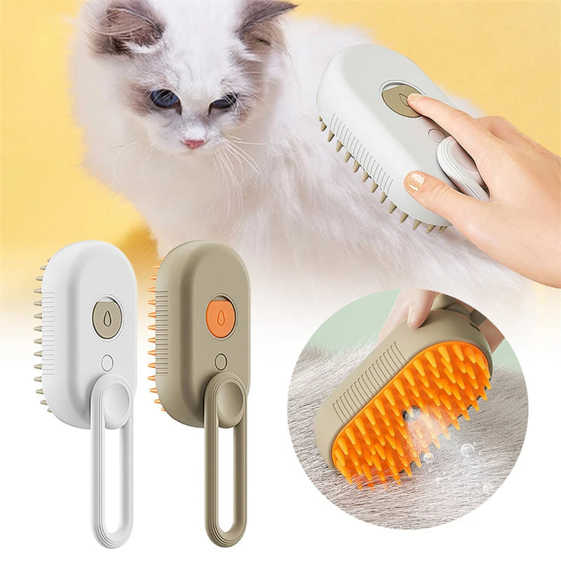 Escova a vapor para gatos e para cães 3 em 1. Escova  eléctrica para pêlos de gato com massagem.