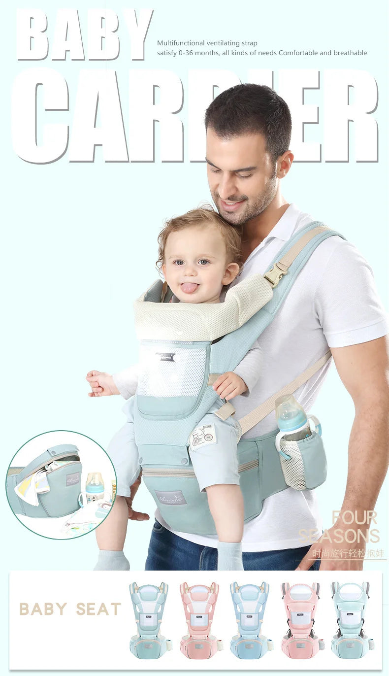 Porta-bebés Ergonómico com cintura Multifuncional para Recém-Nascidos e Crianças