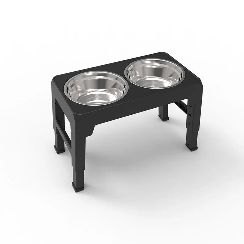 Tigela elevada para cães e  gatos, comedouro para cães e gatos à prova de fugas, Aço inoxidável, 4 alturas ajustáveis para cães pequenos, médios e grandes.